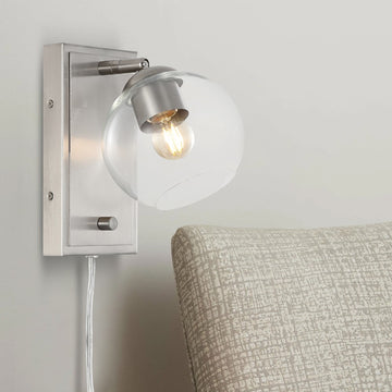 Hugo 6" Minimalist Modern Plug-In or Hardwired Adjustable Iron LED Wall Sconce with Rotary Dimmer - JONATHAN Y